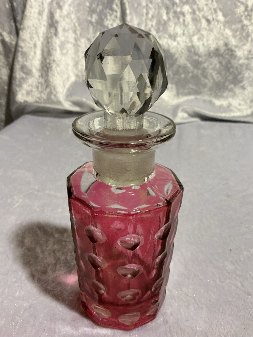 Cranberry Glass Perfume Bottle with Stopper